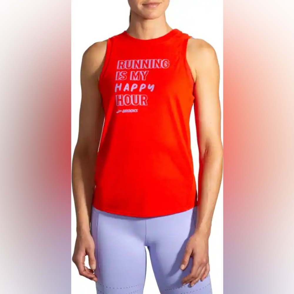 Brooks Women's Bold Red Tank Top Running is My Happy Hour